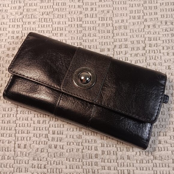 Wilsons Leather Pelle Studio black leather tri-fold wallet - Picture 1 of 11